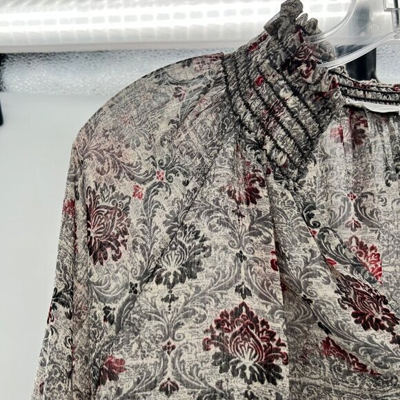 Bucketlist Women's Sheer Smocked V-Neck Top Multicolor Size Small - Picture 3 of 9